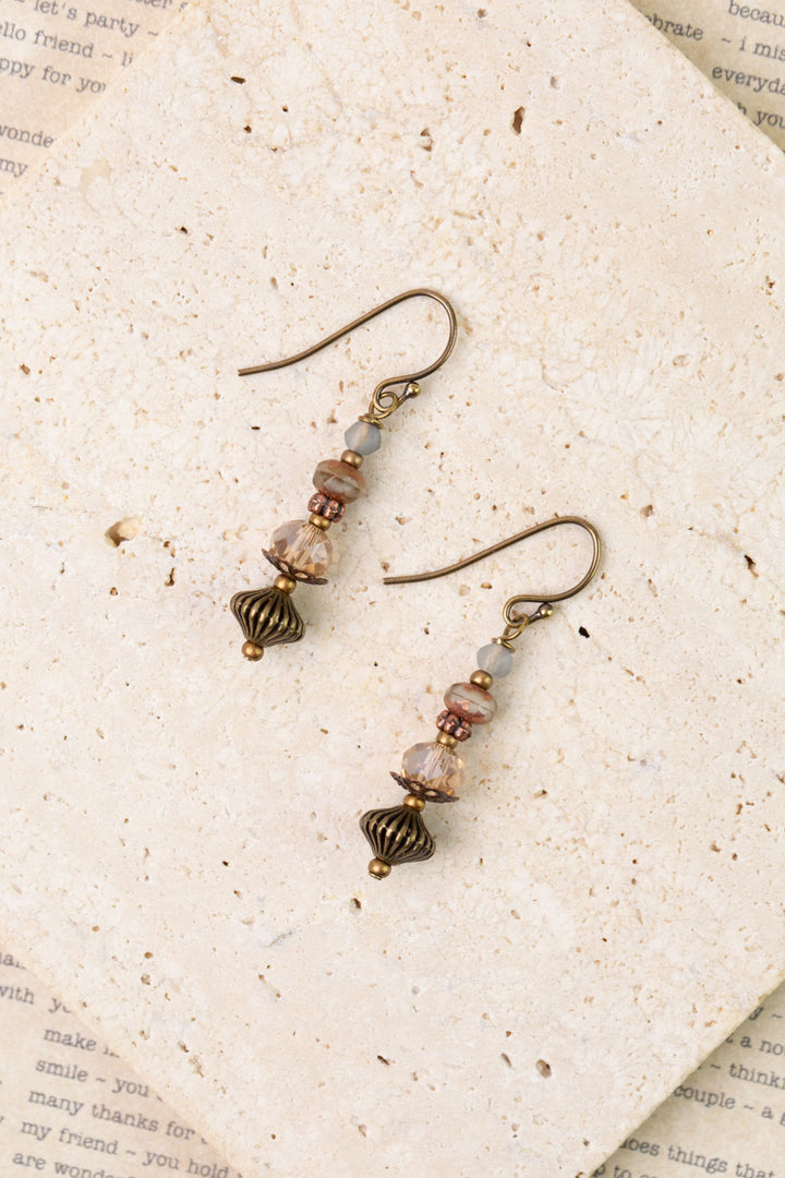 Copper Tides Czech Glass, Crystal Simple Earrings
