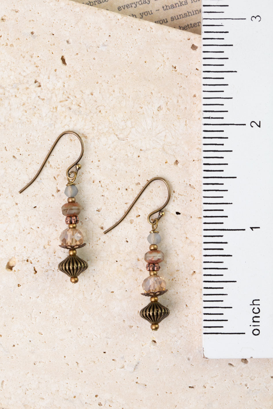 Copper Tides Czech Glass, Crystal Simple Earrings