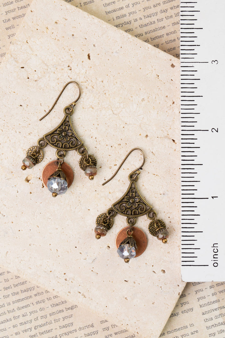 Copper Tides Czech Glass, Crystal Statement Earrings