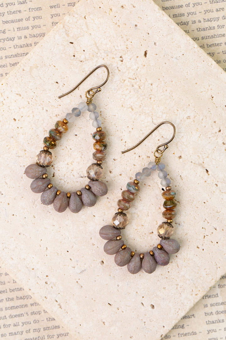 Copper Tides Czech Glass, Crystal Statement Earrings