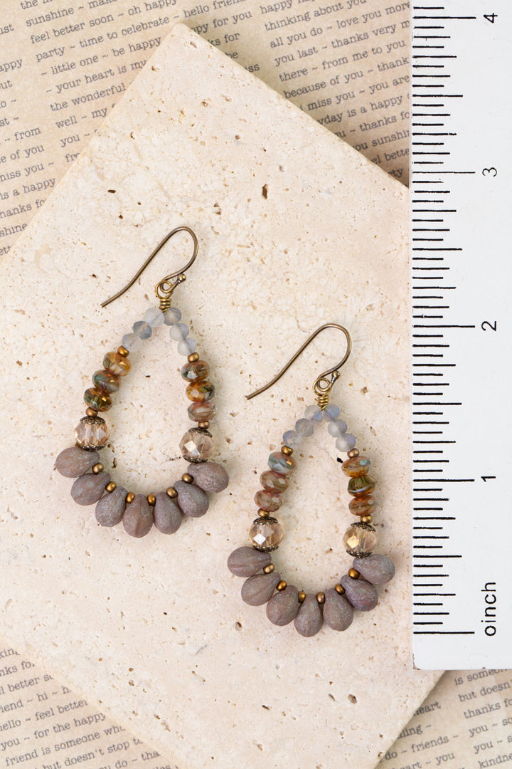 Copper Tides Czech Glass, Crystal Statement Earrings
