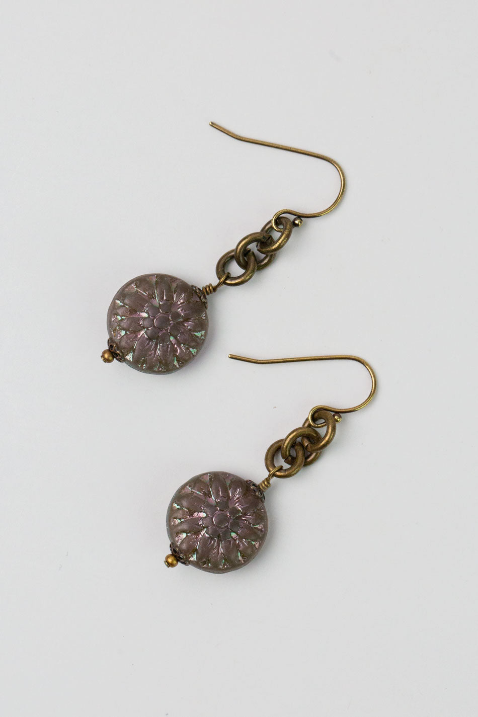 Copper Tides Czech Glass Statement Earrings