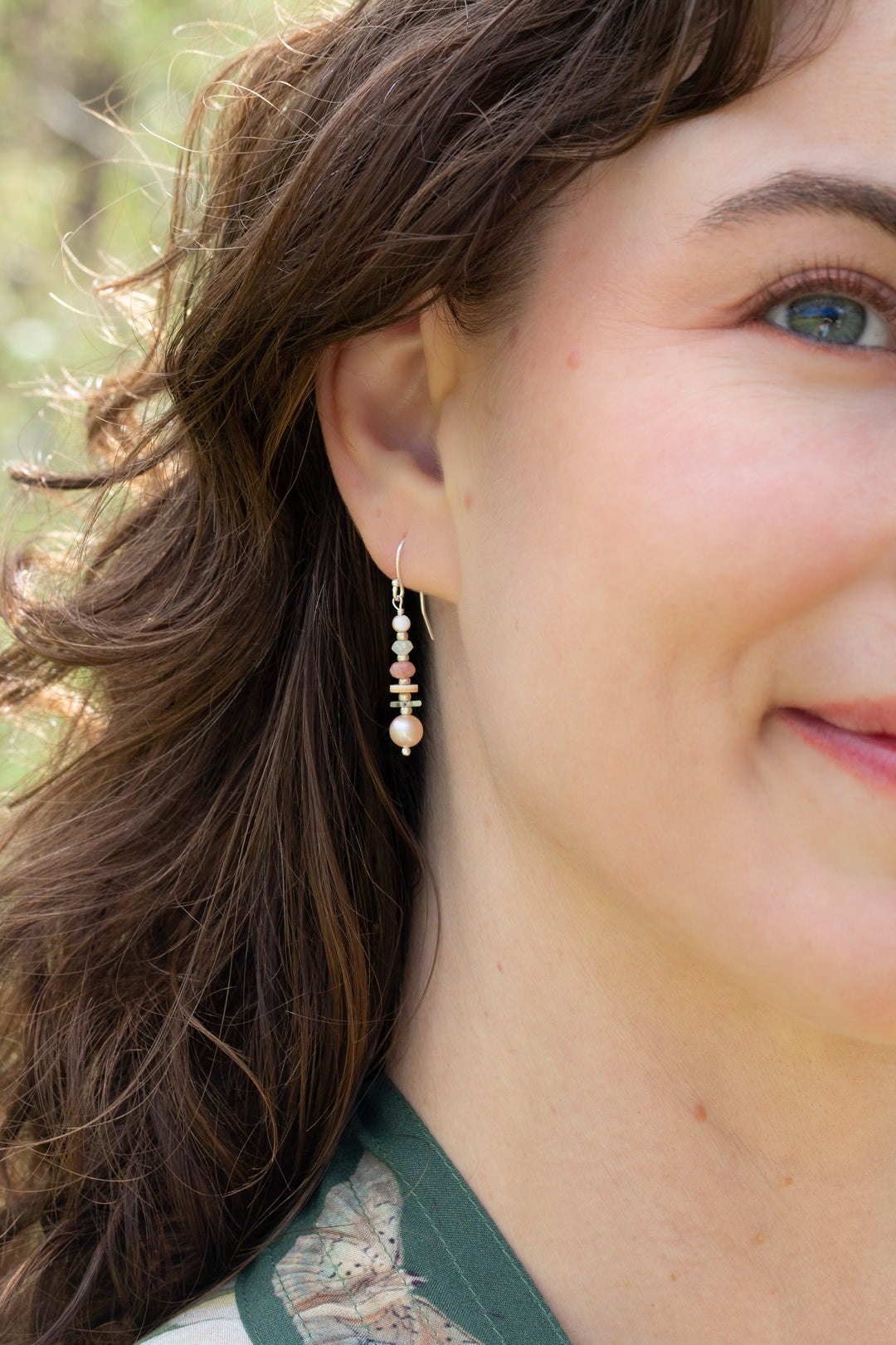 Calming Fleurs Shell, Freshwater Pearl Simple Earrings