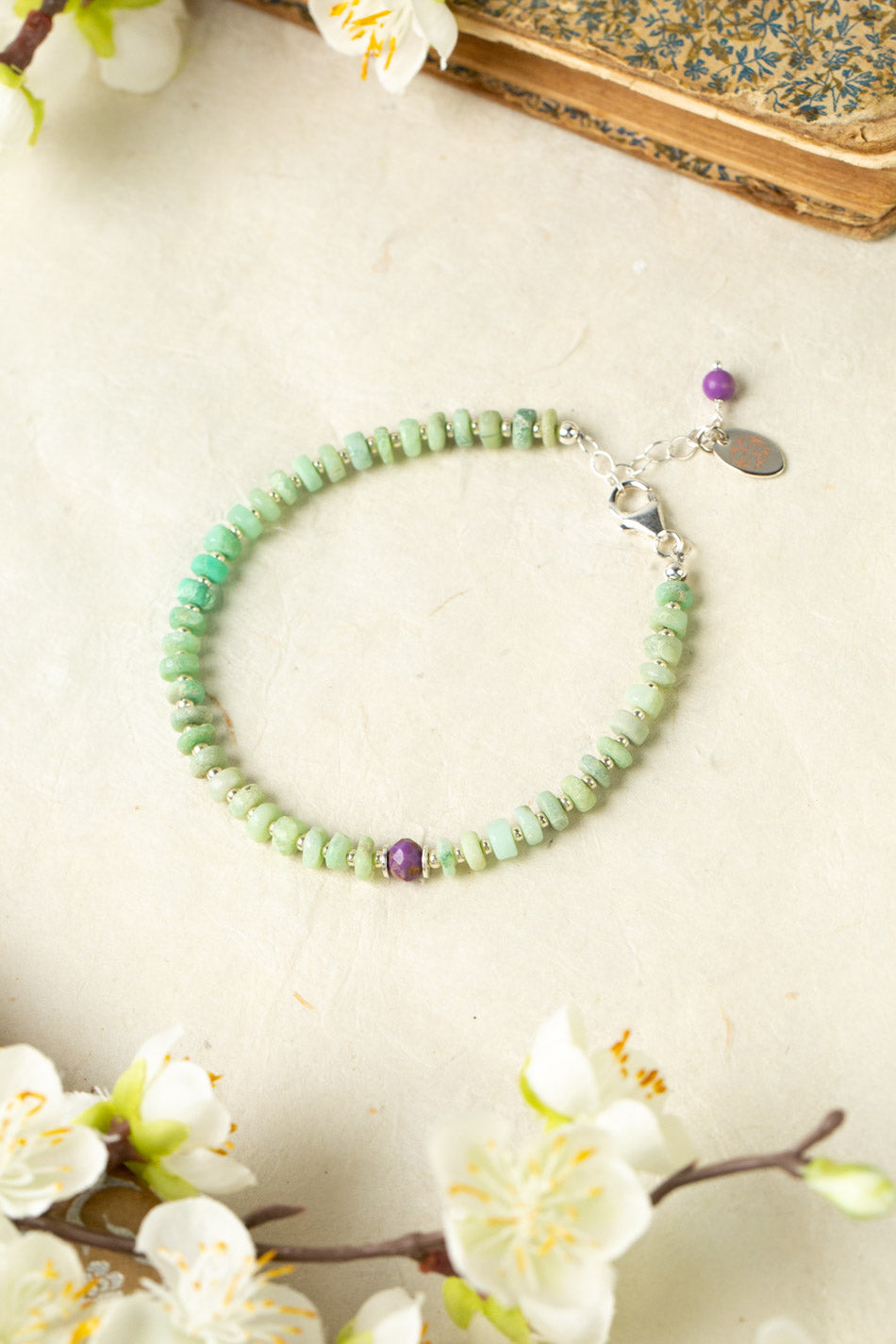 Cave Spring 7.5-8.5" Phosphosiderite, Chrysoprase Simple Bracelet