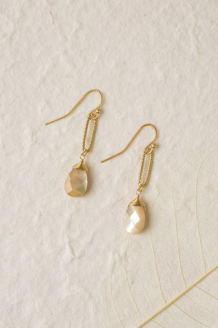 Contentment Mother Of Pearl Teardrop Briolette Dangle Earrings