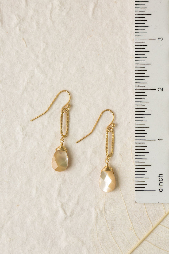 Contentment Mother Of Pearl Teardrop Briolette Dangle Earrings