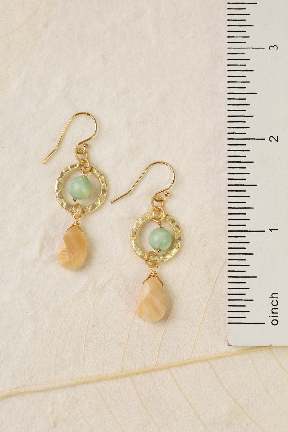 Contentment Green Aventurine, Mother Of Pearl Dangle Earrings