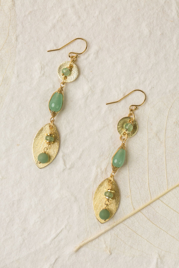 Contentment Green Aventurine, Jade Dangle Earrings