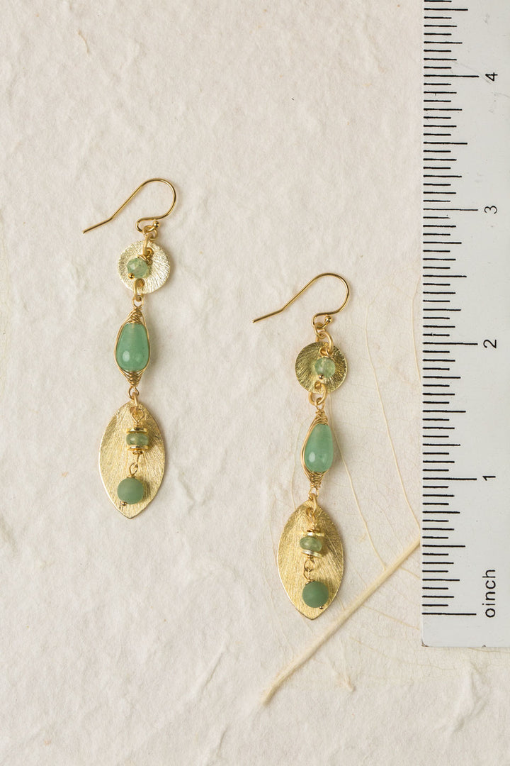 Contentment Green Aventurine, Jade Dangle Earrings