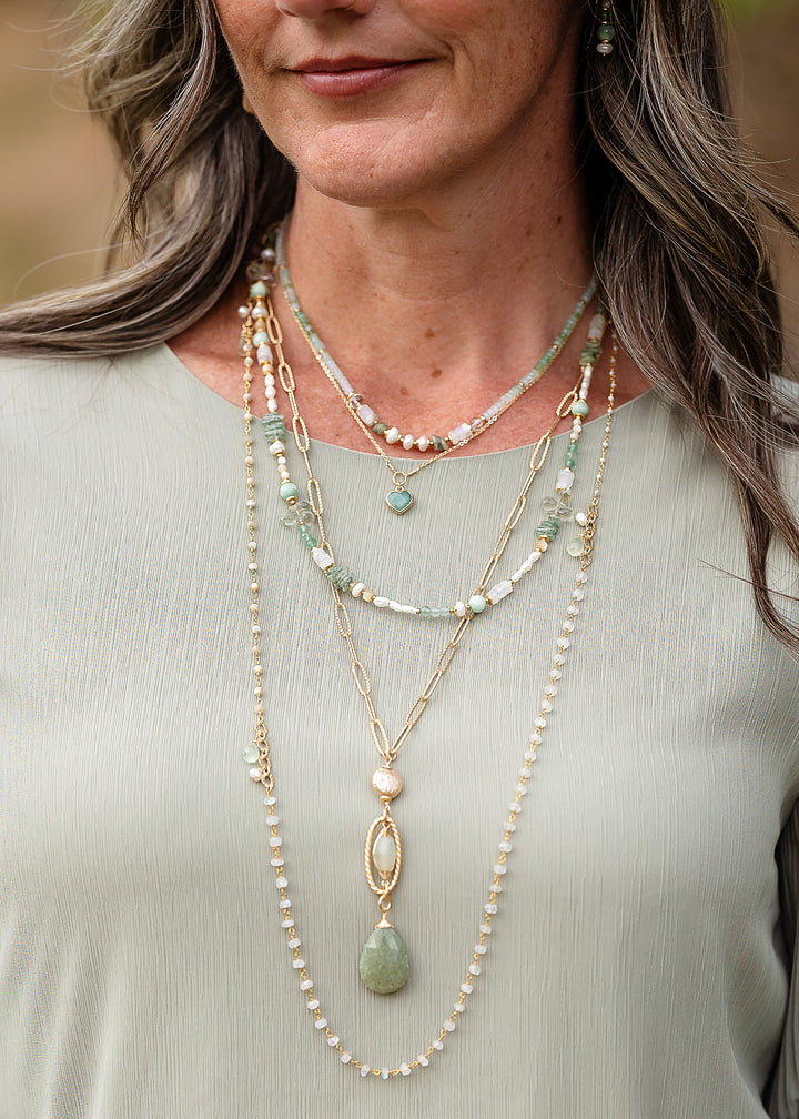 Contentment 16-18" Green Aventurine Simple Necklace