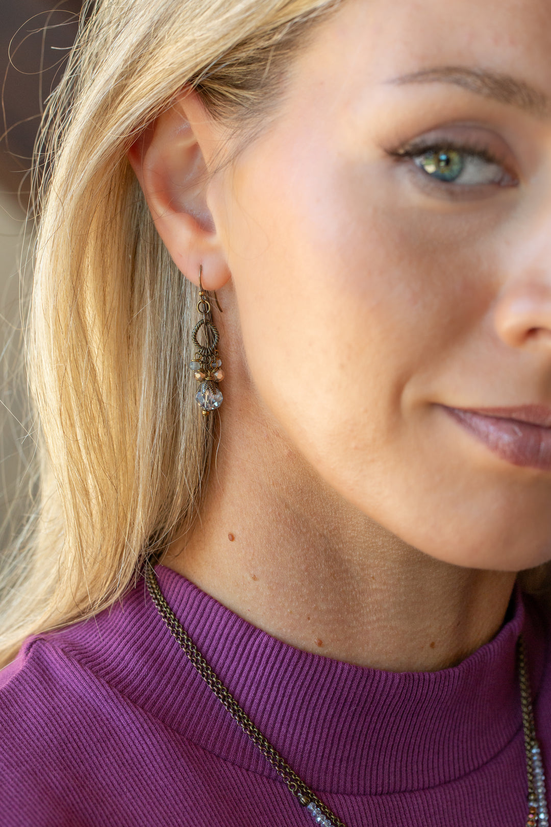 Copper Tides Crystal Cluster Earrings