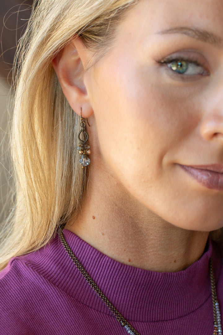 Copper Tides Crystal Cluster Earrings