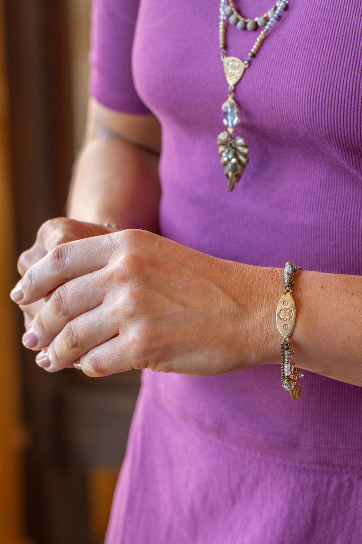 Copper Tides 7.5-8.5" Czech Glass, Crystal Statement Bracelet