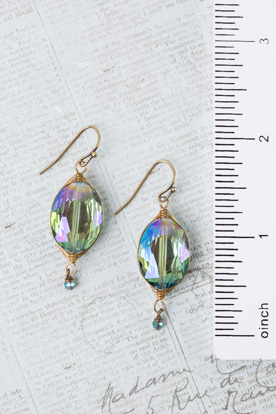 Crisp Autumn Crystal Herringbone Earrings