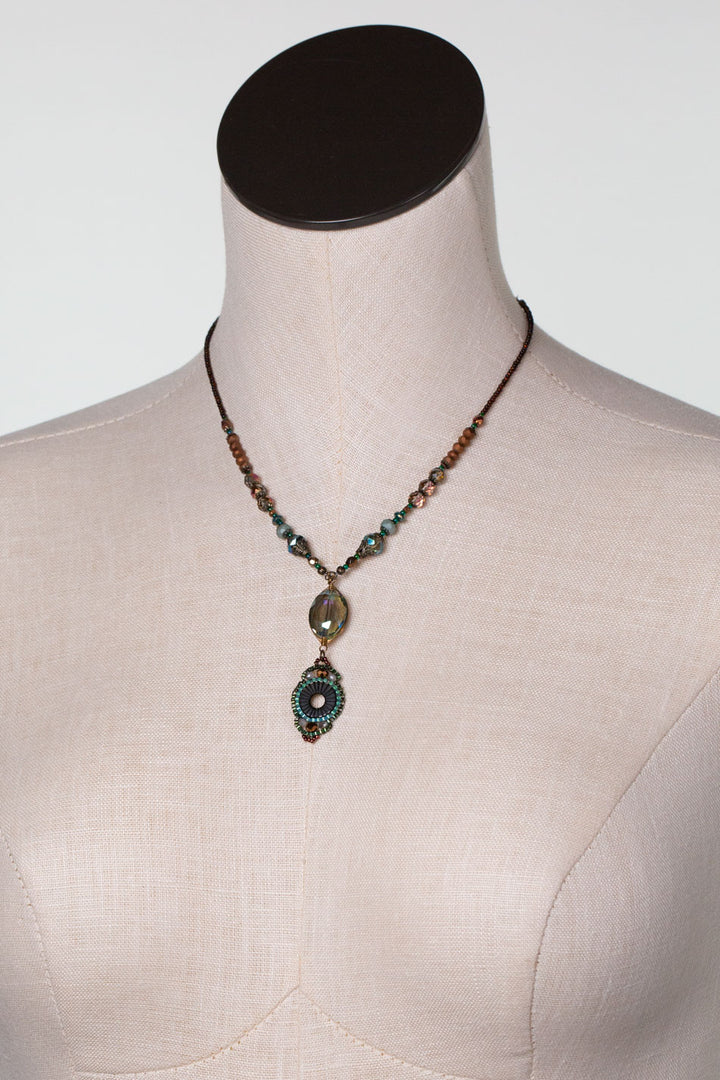 Crisp Autumn 16.5-18.5" Czech Glass With Crystal Simple Necklace