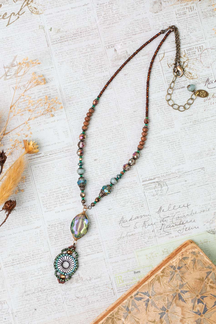 Crisp Autumn 16.5-18.5" Czech Glass With Crystal Simple Necklace