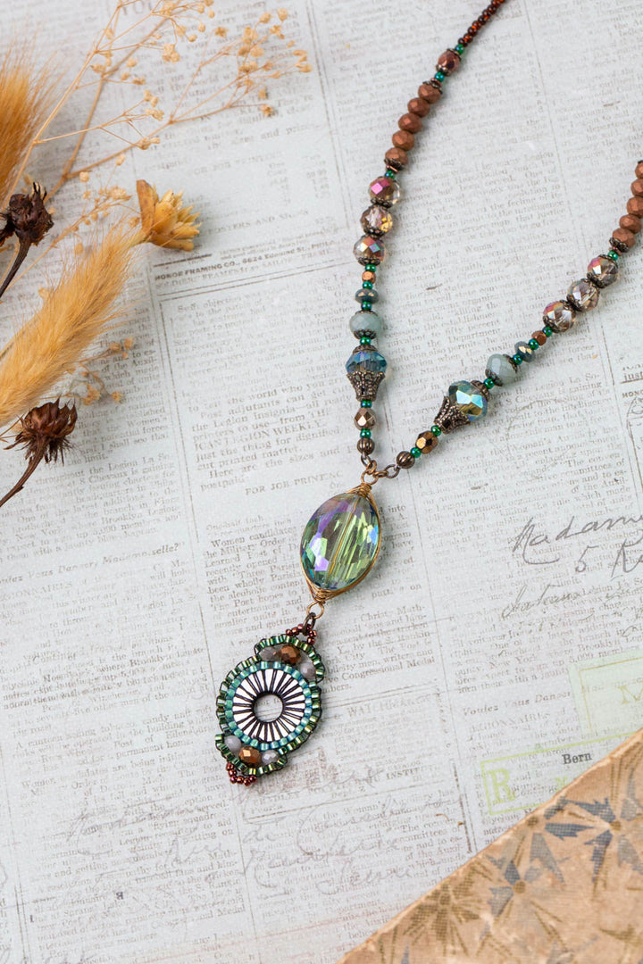 Crisp Autumn 16.5-18.5" Czech Glass With Crystal Simple Necklace