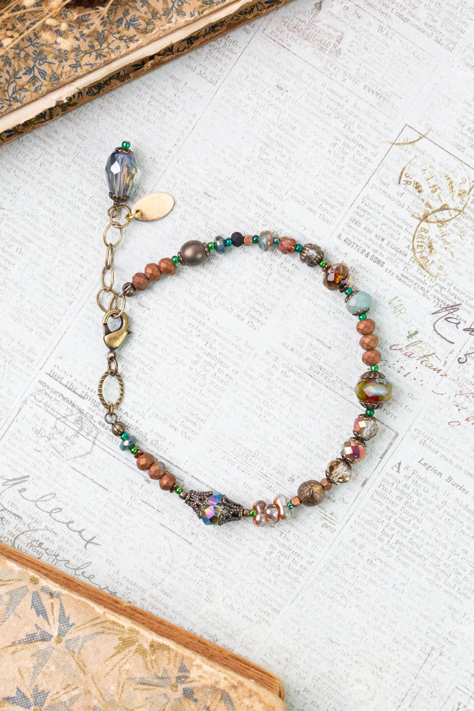 Crisp Autumn 7.5-8.5" Czech Glass, Crystal Simple Bracelet