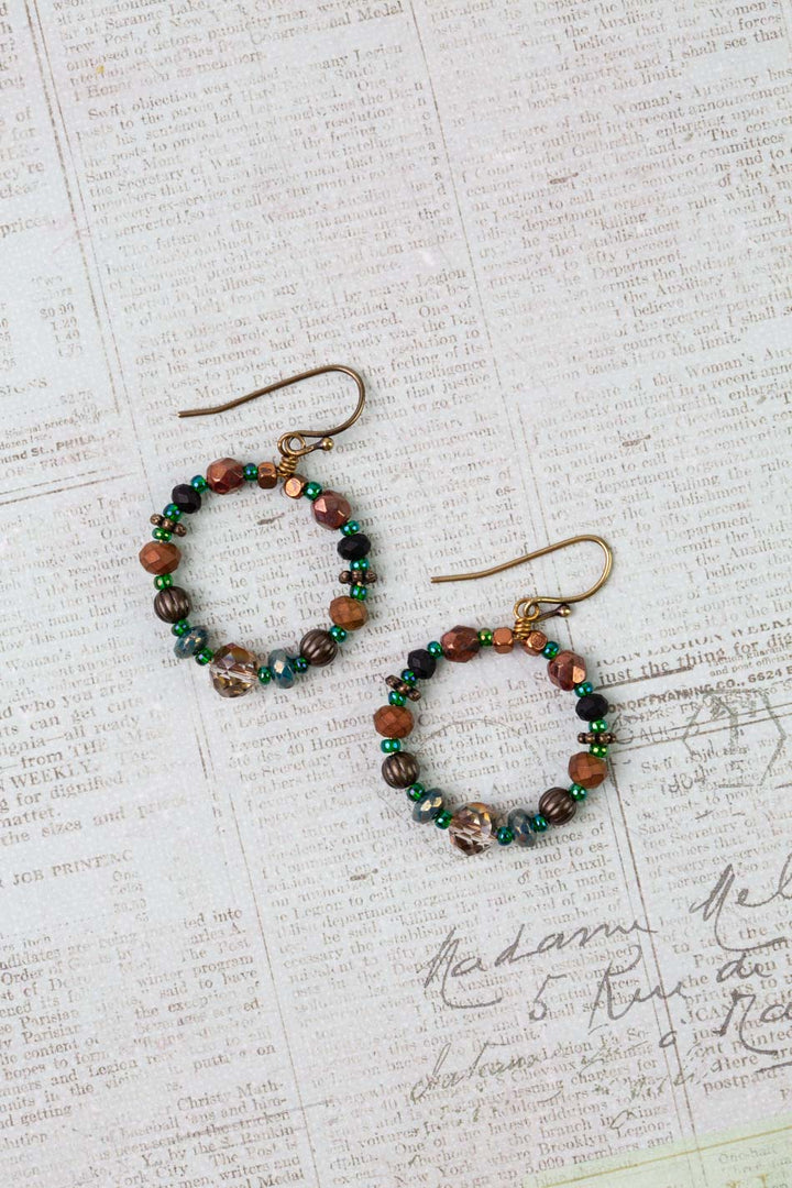 Crisp Autumn Czech Glass, Crystal Hoop Earrings