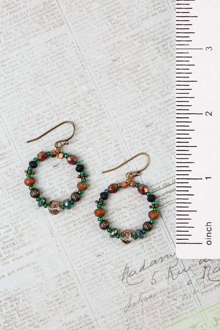 Crisp Autumn Czech Glass, Crystal Hoop Earrings