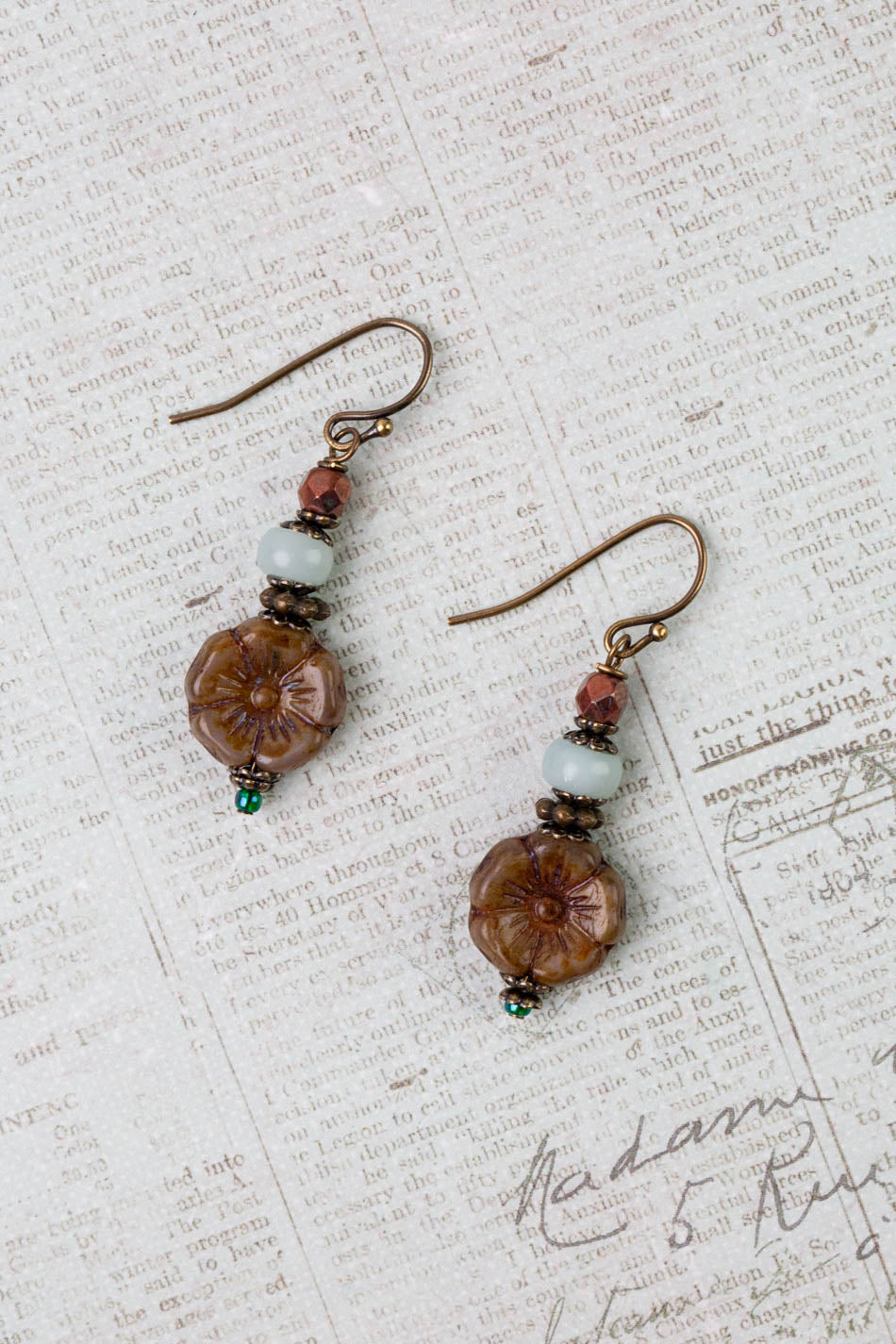 Crisp Autumn Czech Glass Simple Earrings