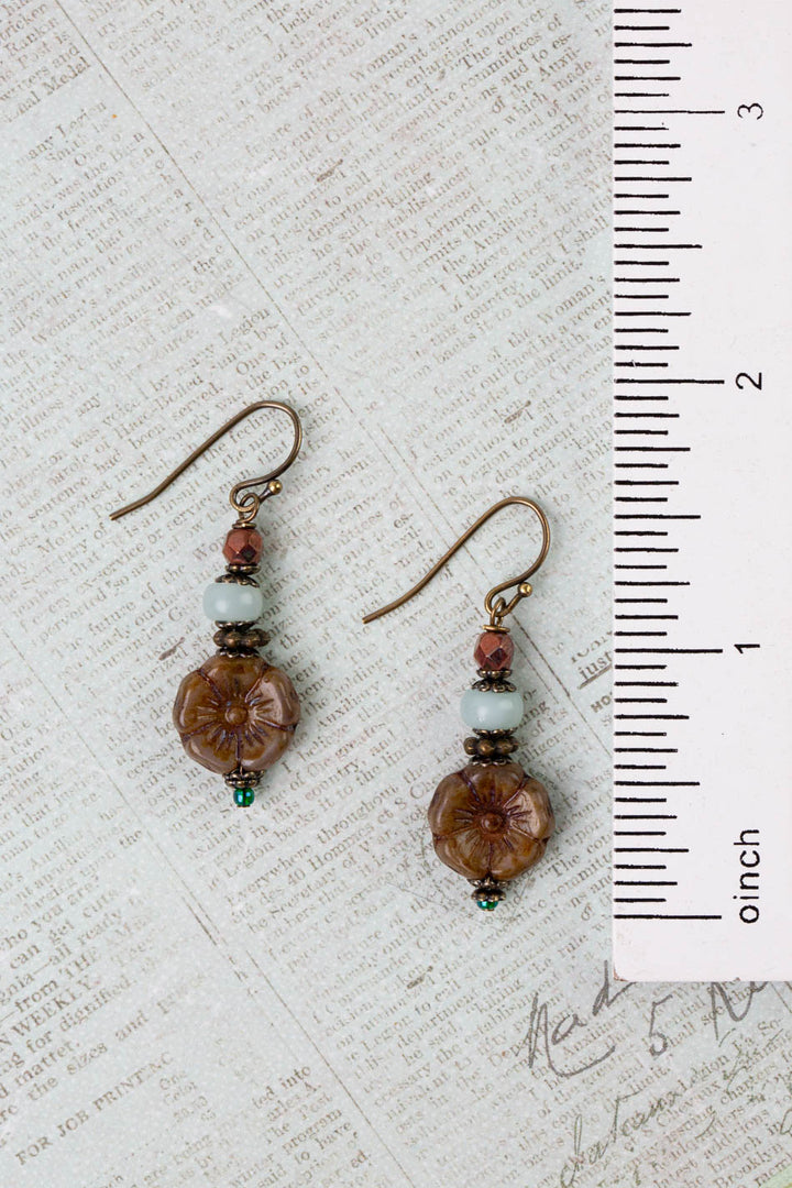 Crisp Autumn Czech Glass Simple Earrings
