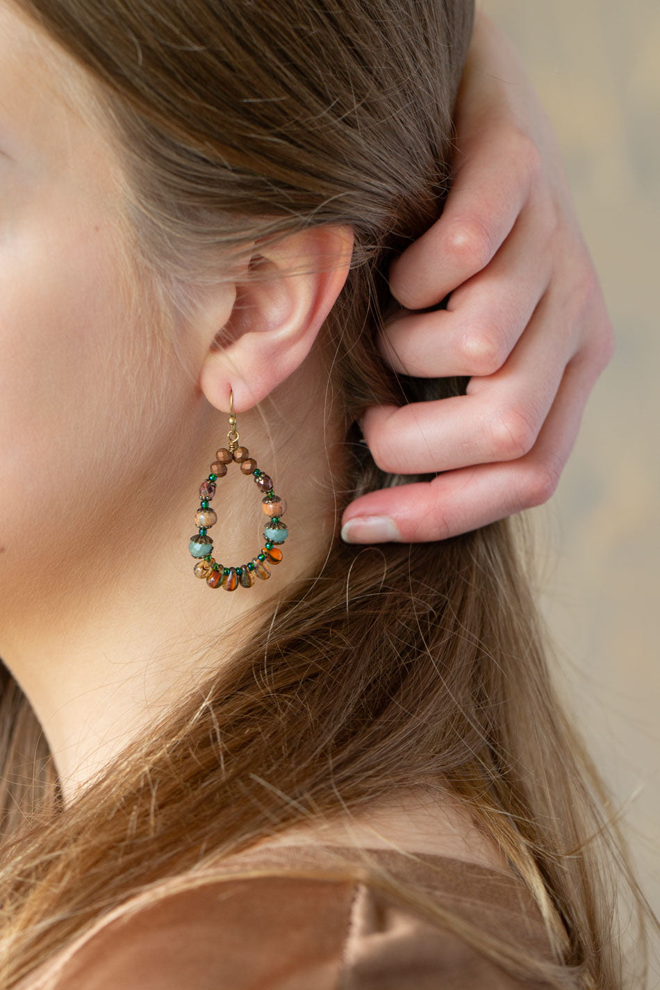 Crisp Autumn Czech Glass, Crystal Statement Earrings