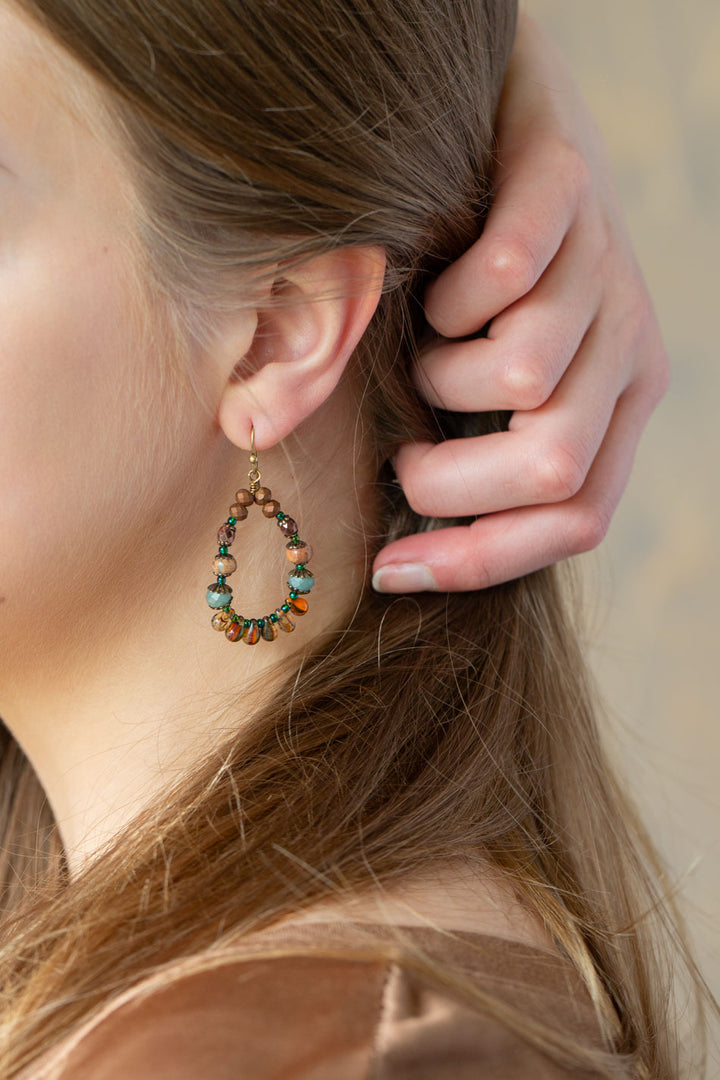Crisp Autumn Czech Glass, Crystal Statement Earrings