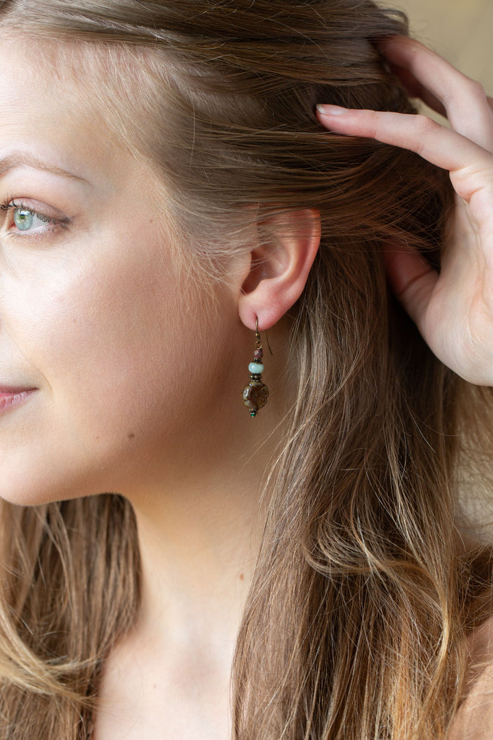 Crisp Autumn Czech Glass Simple Earrings