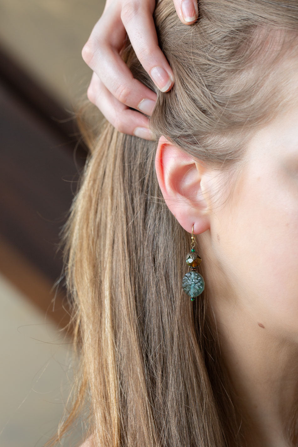 Crisp Autumn Czech Glass Simple Earrings
