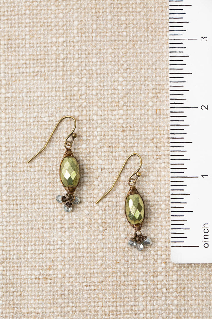 Czech Glass Green Herringbone Earrings