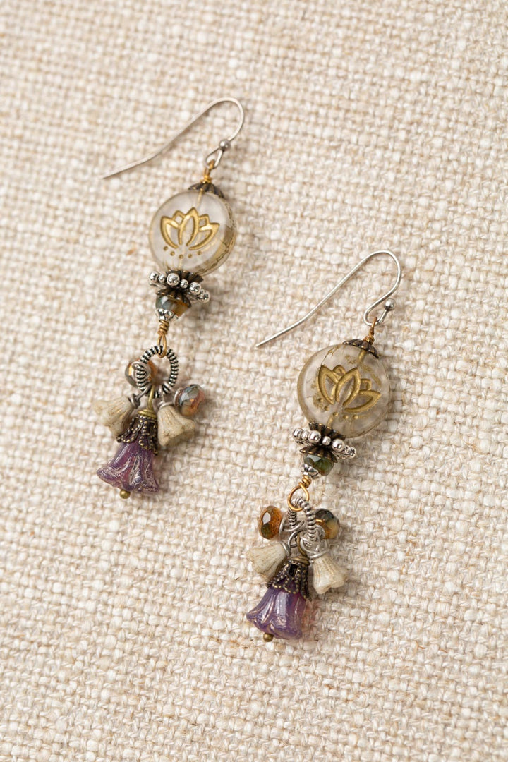 Czech Glass Lotus Dangle Earrings