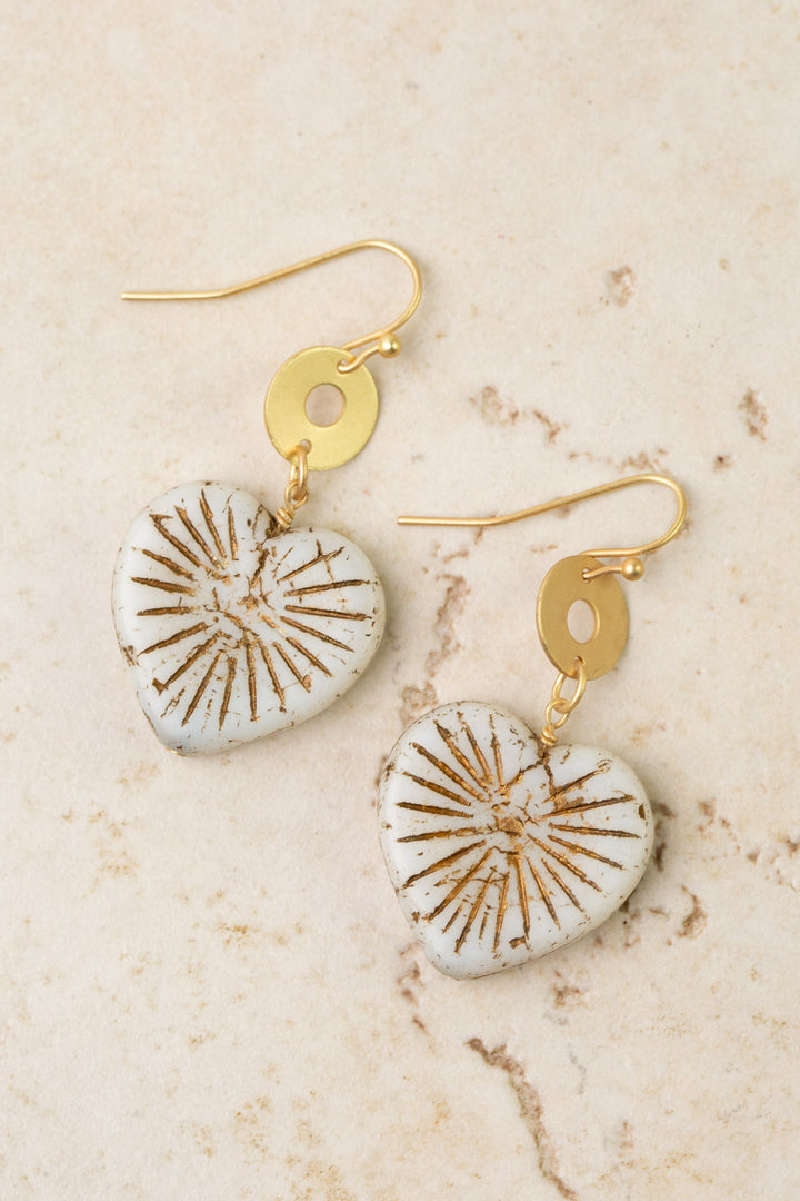 Czech Glass Heart Statement Earrings
