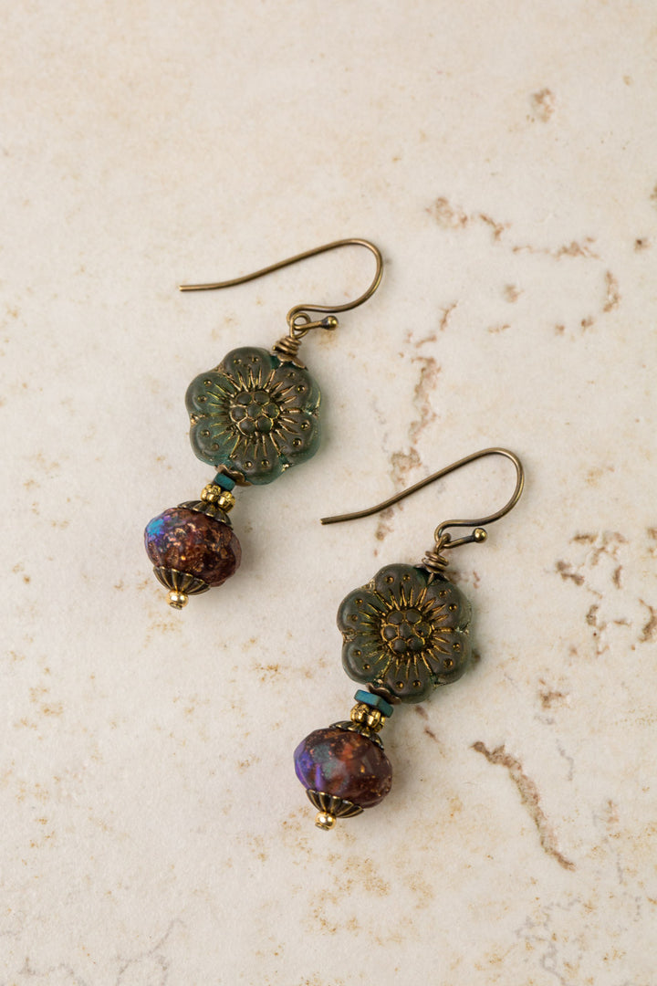 Czech Glass Flower Dangle Earrings