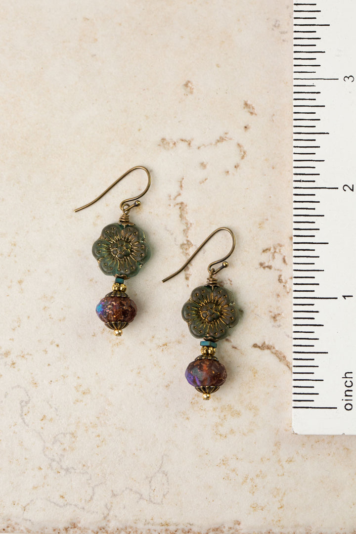 Czech Glass Flower Dangle Earrings