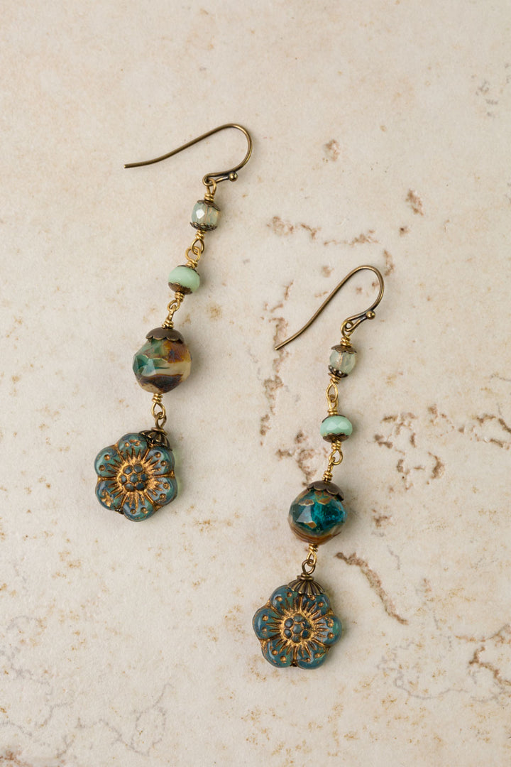 Czech Glass Flower Dangle Earrings