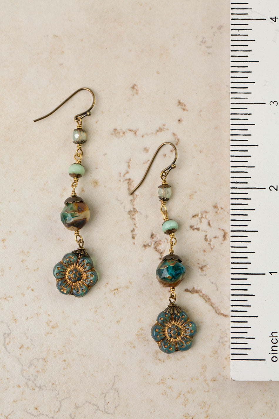 Czech Glass Flower Dangle Earrings