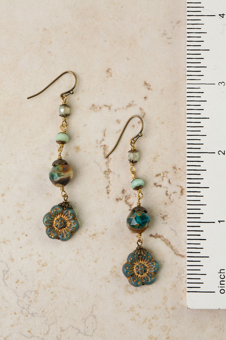 Czech Glass Flower Dangle Earrings