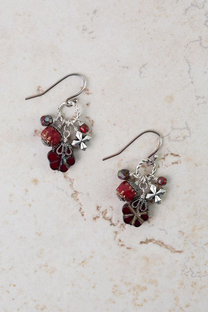 Czech Glass Cluster Earrings