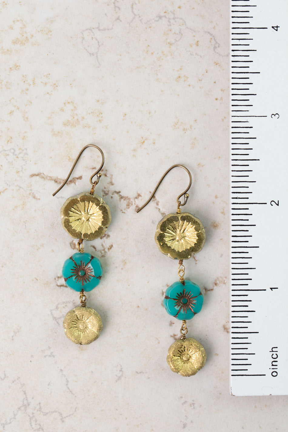 Czech Glass Flowers Dangle Earrings