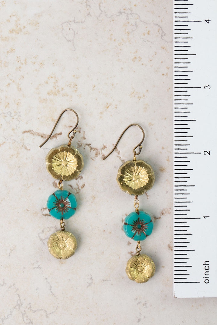 Czech Glass Flowers Dangle Earrings