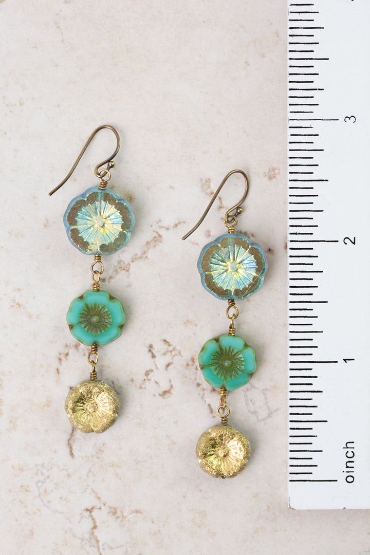 Czech Glass Flowers Dangle Earrings