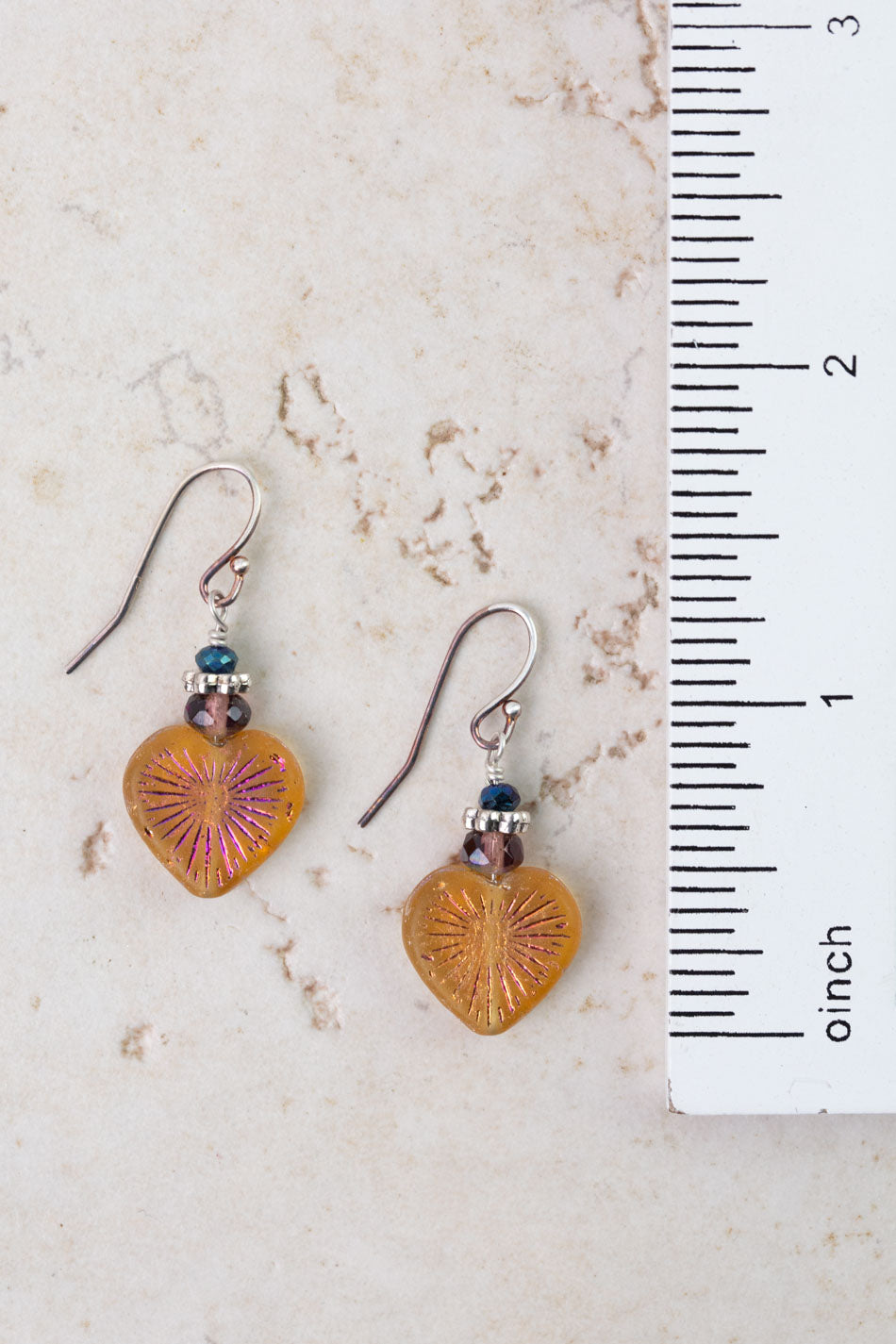 Czech Glass Heart Simple Earrings