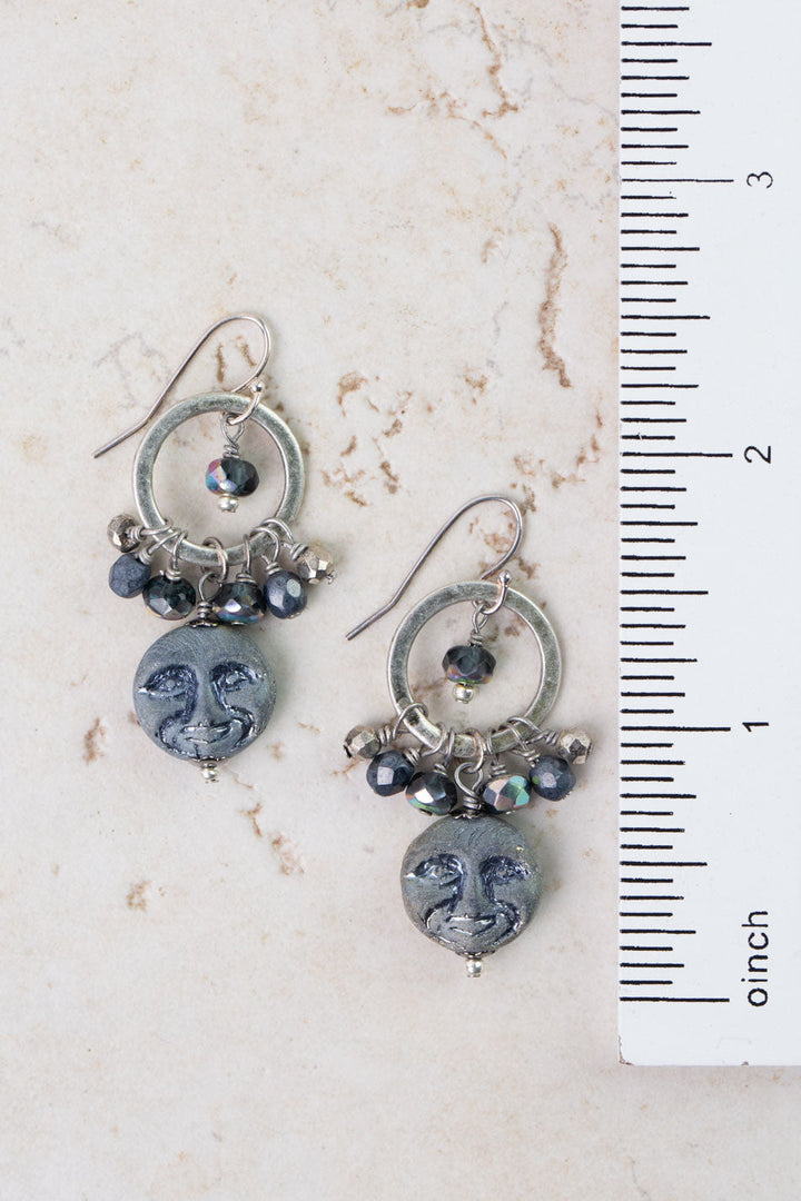 Czech Glass Moon Cluster Earrings