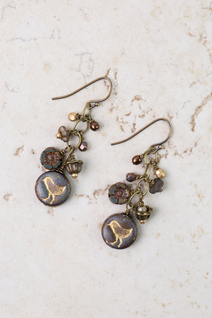Czech Glass Bird Dangle Earrings