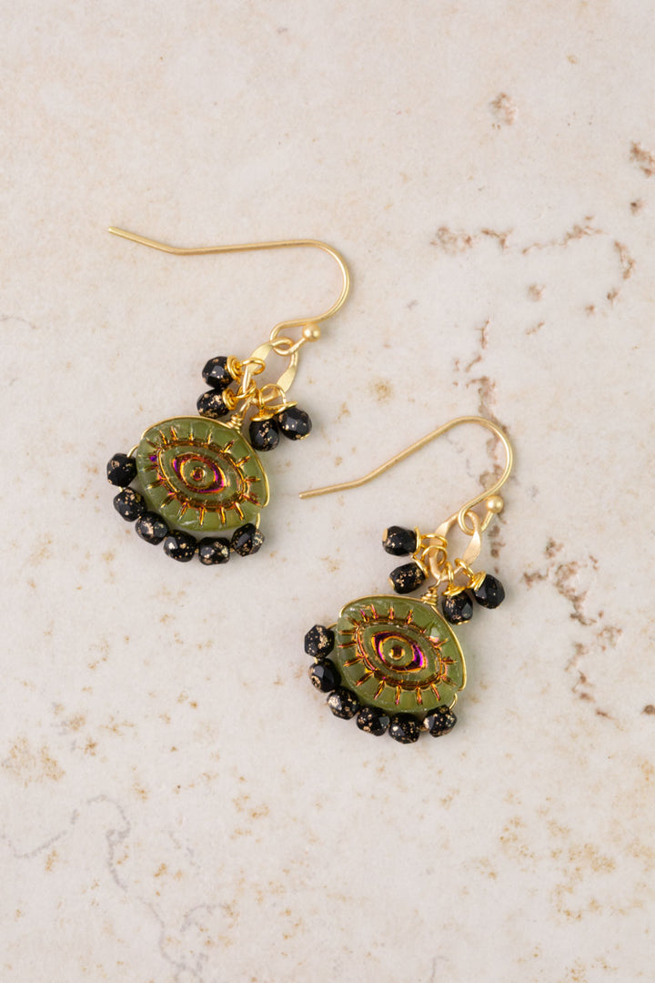 Czech Glass Intaglio Statement Earrings
