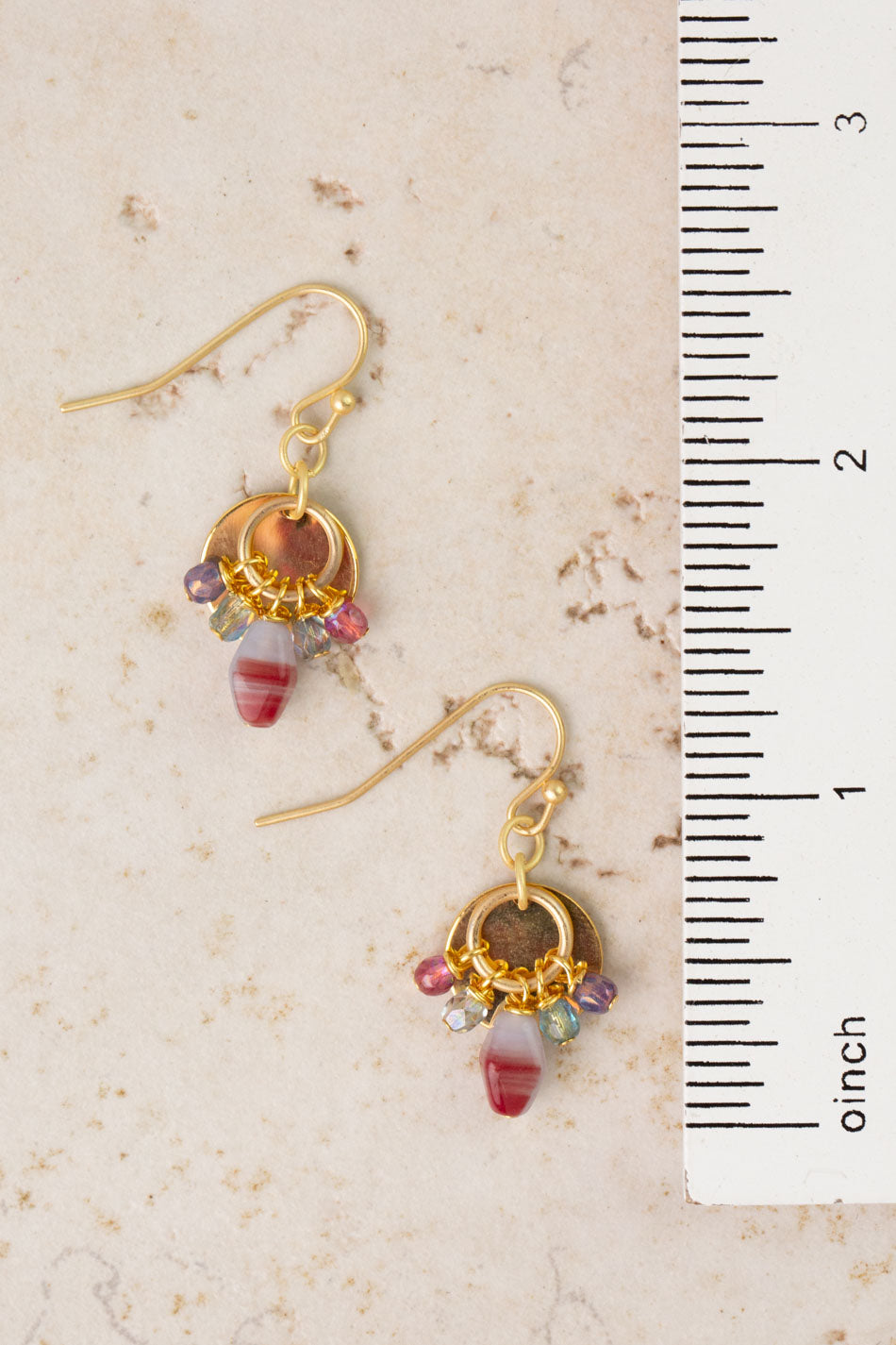 Czech Glass Berry And Gold Cluster Earrings