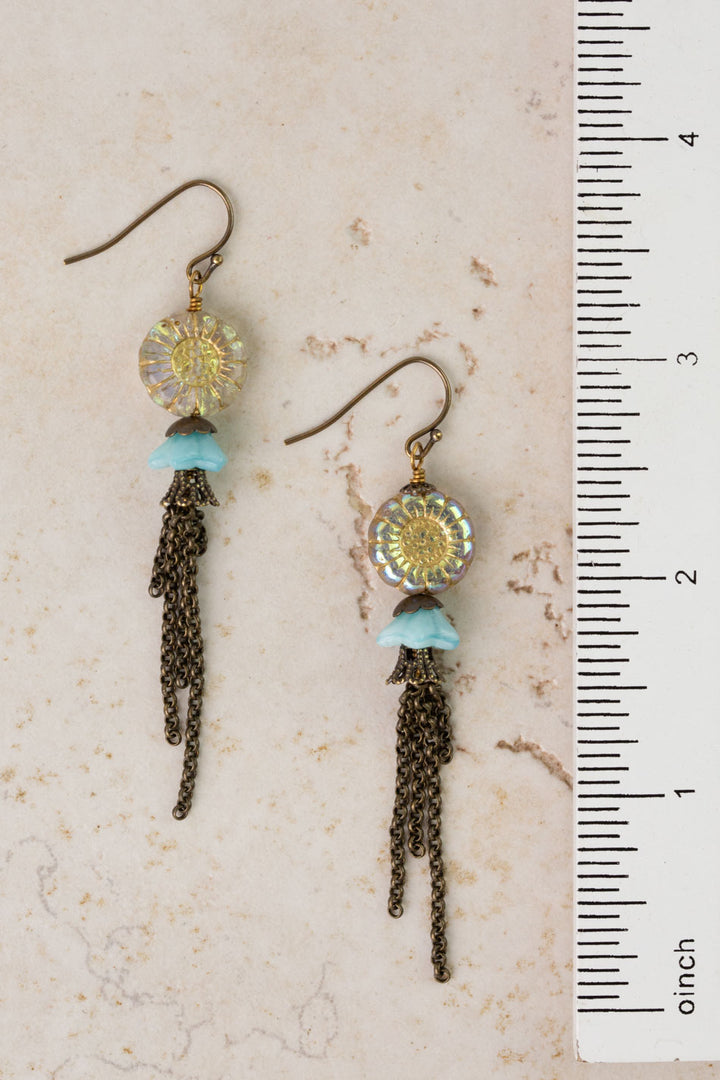 Czech Glass Boho Chain Tassel Earrings