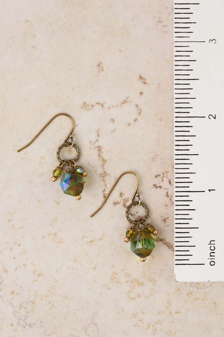 Czech Glass Green Cluster Earrings