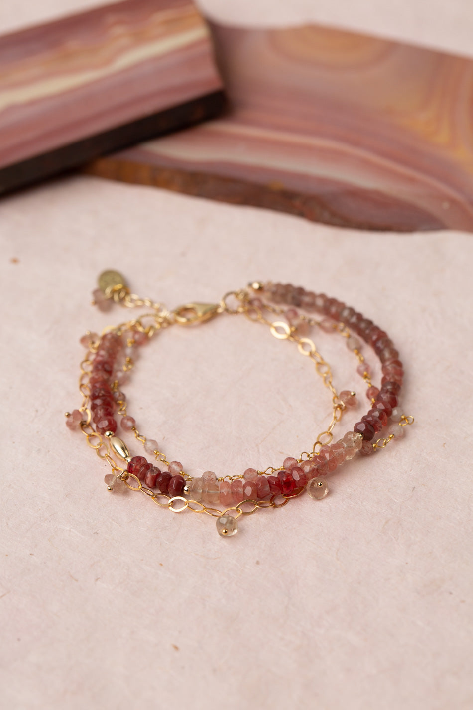 Divinity 7.5-8.5" Andesine, Fire Quartz Multistrand Bracelet